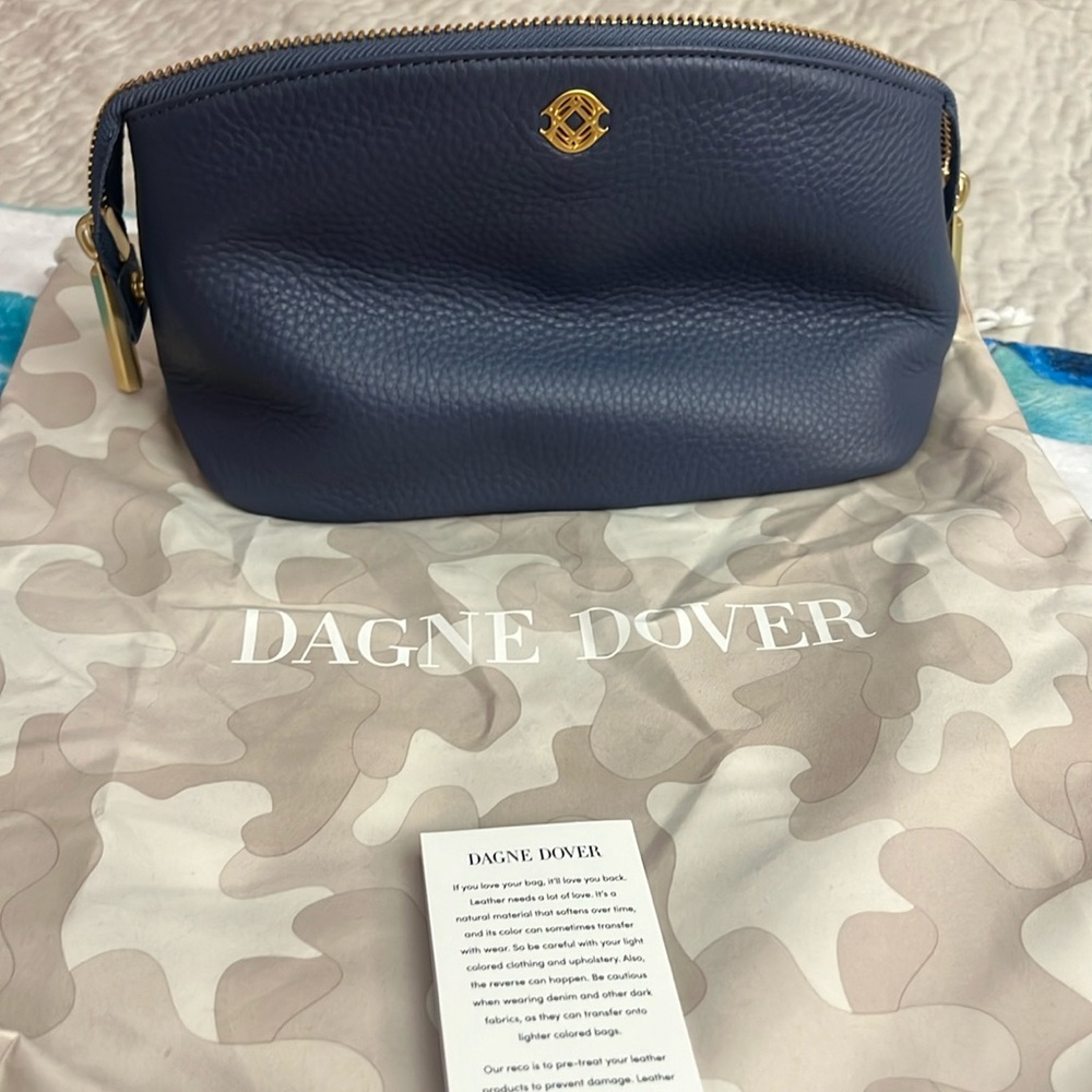 Dagne Dover leather large Lola pouch in Ash blue. Brand new never been used